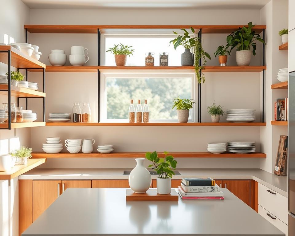 modern open shelving design